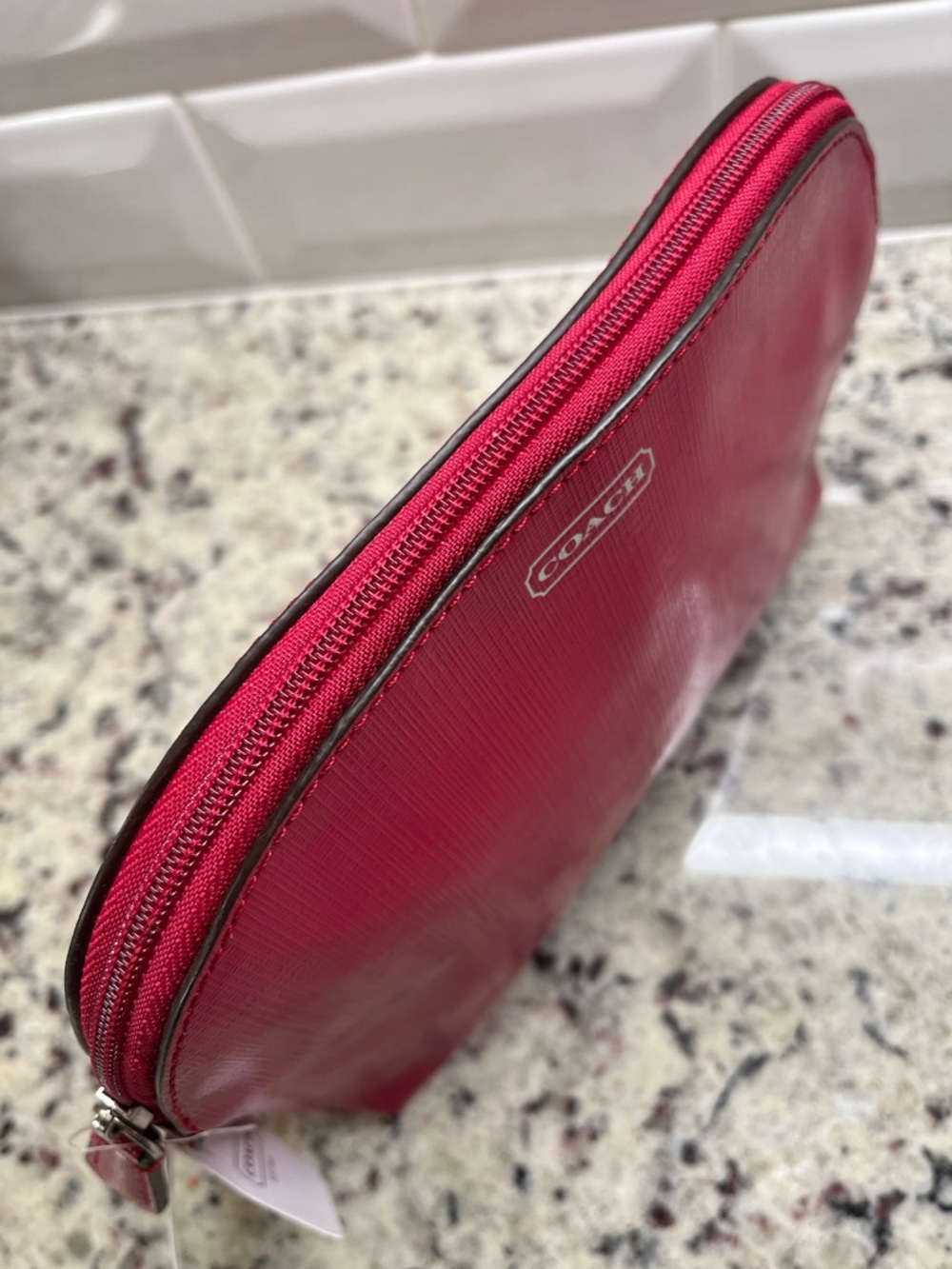 Coach Red Saffiano Patent Leather Cosmetic Case NWT - Picture 6 of 9